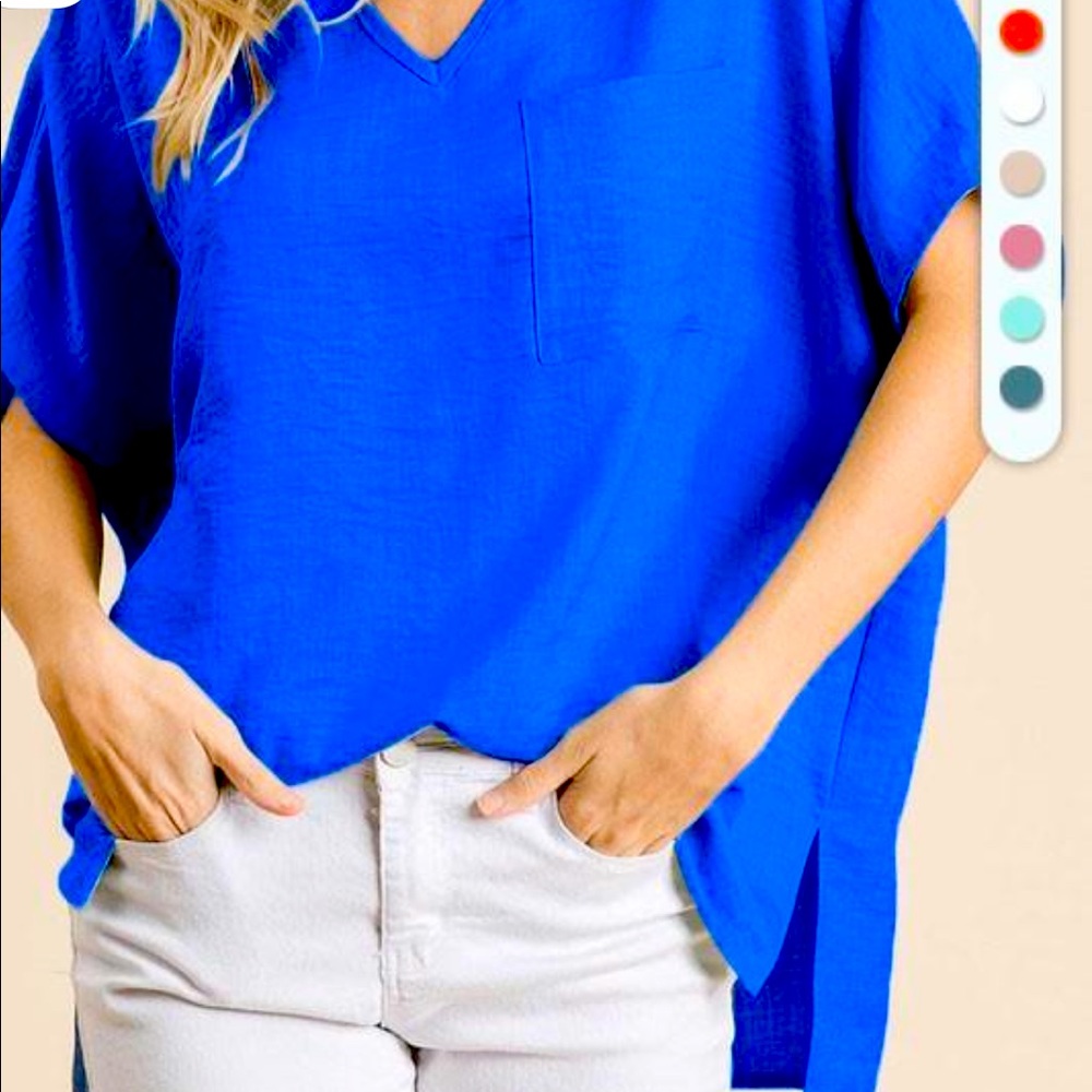 BiBi V-Neck Boxy Top with Pocket - Picture 1 of 1